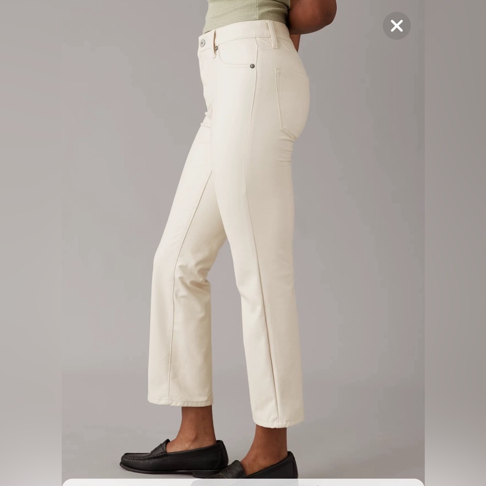AE High-Waisted Vegan Leather Kick Bootcut Crop Pant - Picture 5 of 5